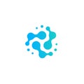 Spinning connected droplets of water, liquid, atom, or molecule icon. Logo concept for science and innovative Royalty Free Stock Photo