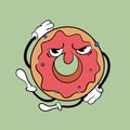 The spinning donut. Vintage toons: funny character, vector illustration trendy classic retro cartoon style