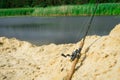 Spinning fishing is an exciting activity. Sport fishing. Royalty Free Stock Photo