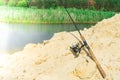 Spinning fishing is an exciting activity. Sport fishing. Royalty Free Stock Photo