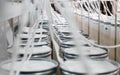 Spinning mill workshop, yarn production line Royalty Free Stock Photo