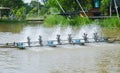 Spinning Paddle Wheel Aerators Royalty Free Stock Photo