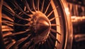 Spinning propeller, shiny chrome, fueling luxury airplane generated by AI Royalty Free Stock Photo