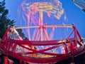 County Fair ride, at night, in motion. Gwinnett County, GA. Royalty Free Stock Photo