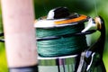 Spinning rod, reel, fishing line Royalty Free Stock Photo