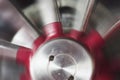 Spinning Steel Machine Wheel Close Up . Motion Blur Wheel Background. Royalty Free Stock Photo