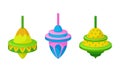 Spinning Top as Squat Toy with Sharp Point at the Bottom Vector Set Royalty Free Stock Photo