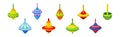 Spinning Top as Squat Toy with Sharp Point at the Bottom Vector Set Royalty Free Stock Photo