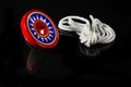 Spinning Top, Gyroscopes toy on black background Royalty Free Stock Photo