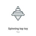 Spinning top toy outline vector icon. Thin line black spinning top toy icon, flat vector simple element illustration from editable Royalty Free Stock Photo