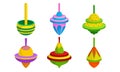 Spinning Top Vector Set. Colorful Childish Pegtop Collection Royalty Free Stock Photo