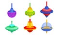Spinning Top Vector Set. Colorful Childish Pegtop Collection Royalty Free Stock Photo