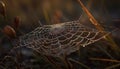 Spinning web captures dew drop on spider in autumn forest generated by AI Royalty Free Stock Photo