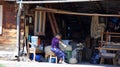 Spinning wool in Sapanta, Romania