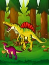 Spinosaurus on the background of a forest.