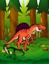 Spinosaurus on the background of a forest.