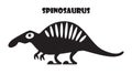 Spinosaurus . Cute dinosaurs cartoon characters . Silhouette black isolated color .