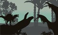 Spinosaurus in forest scenery silhouette