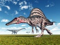 Spinosaurus and Puertasaurus Royalty Free Stock Photo