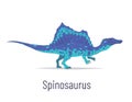 Spinosaurus. Theropoda dinosaur. Colorful vector illustration of prehistoric creature spinosaurus in hand drawn flat