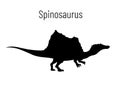 Spinosaurus. Theropoda dinosaur. Monochrome vector illustration of silhouette of prehistoric creature spinosaurus