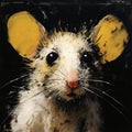 Captivating Gaze: Dramatic Realist Painting Of A Dognose Rat On Canvas Royalty Free Stock Photo