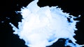 Spiral appears and dissolves on isolated background. Design. 3D foam spiral twists and dissolves in space. White spiral