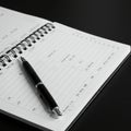 Spiral-bound notebook open to pages filled with numerical data and text, possibly