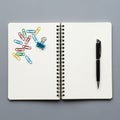 Notebook has a clean, minimalist design with unlined white pages, Royalty Free Stock Photo