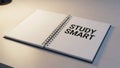 Spiral bound notebook with study smart text on white cover page Royalty Free Stock Photo
