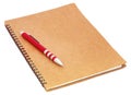 Spiral bound organizer with ballpoint Royalty Free Stock Photo