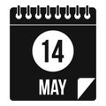 Spiral calendar page 14th of May icon simple style