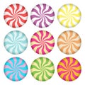 Spiral candies icon set. Lollipop design elements. Social media highlight stories covers.