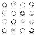 Spiral, circle and arrows shapes. Design elements set. Royalty Free Stock Photo