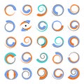 Spiral circular design elements. Abstract swirl icons