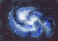 Watercolor open space, spiral, cosmic galaxy, outer space