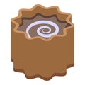 Spiral cupcake icon isometric vector. Chocolate festival