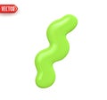 Spiral curve line decorative element green color. Realistic 3d design In plastic cartoon style. Isolated on white