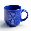 Spiral Designed Blue Cup: Zbrush Style 3d Mug With Overexposure Effect