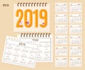 Spiral desk calendar year 2019, 2020 with cute piggies