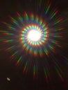 Spiral Diffraction Pattern from spiral diffraction glasses Royalty Free Stock Photo