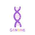 Spiral DNA - hand drawn genome sequencing illustration. Human dna research technology symbol. Royalty Free Stock Photo