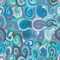 Spiral drawing seamless pattern Royalty Free Stock Photo
