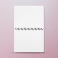 Spiral Empty Notepad Blank Mockup. Template For Advertising Branding, Corporate Identity. Opened Album With White Pages