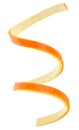 Spiral form of orange skin isolated on white background, top view. Orange peel. Citron Royalty Free Stock Photo