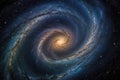 Spiral galaxy, black hole, planets and supernova in a shimmering cosmos., generative IA Royalty Free Stock Photo