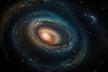 Spiral galaxy, black hole, stars and nebulae in cosmic dance., generative IA Royalty Free Stock Photo