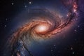 Spiral galaxy, black hole, stars and nebulae in cosmic dance., generative IA Royalty Free Stock Photo