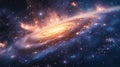A spiral galaxy with a bright orange center Royalty Free Stock Photo