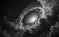 Spiral Galaxy Cloudscape Celestial Night Sky Dramatic Space Art Monochrome dark grey light dream Royalty Free Stock Photo